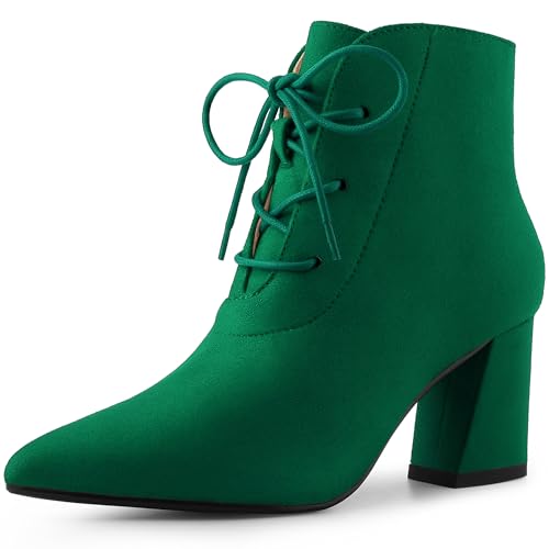 Perphy Pointed Toe Lace Up Block Heel Ankle Boots for Women