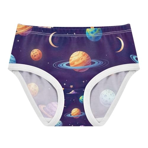 Toddler Girl Briefs, Cute Colorful Planets Girls Cotton Underwear, 2–8 Years