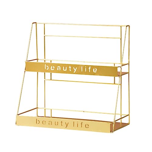 Levemolo Double Iron Shelf for Bathroom Stylish Desktop Sundries Organizer Rack Space Saving Storage for Cosmetics Makeup and Beauty Products Versatile Home Decor Bezuty Life