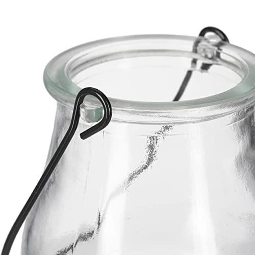 Relaxdays Windlicht, 16er Set, aus Glas, mit Henkel, innen & außen, Teelichthalter, HxD 10 x 8,5 cm, transparent/schwarz