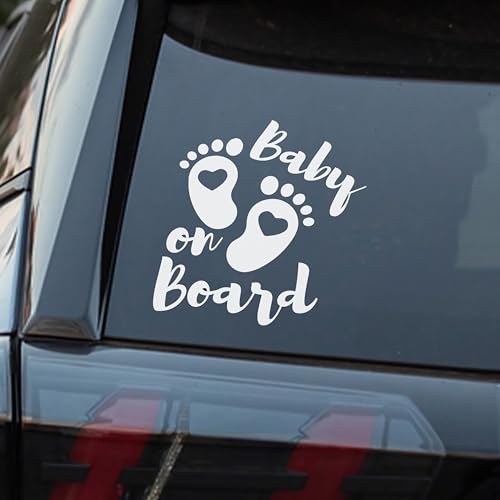 Baby on Board Sign for Car Baby Feets High Visibility Window Sticker Badge Easy Apply & Remove Universal Safety Sign