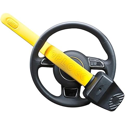 Stoplock Pro Elite Car Steering Wheel Lock HG 150-00 - Safe Secure Heavy Duty Anti-Theft Bar - Universal Fit - Includes 2 Keys and Carry Bag, Black/Yellow, 1 Unit Cover