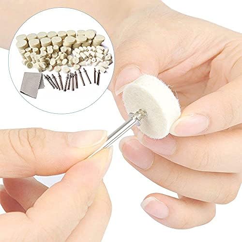 Felt Polishing Wheel 153Pcs Wool Felt Polishing Buffing Pad Wheel Accessories,Point & Mandrel 1/8" Shank Kit for Dremel Rotary Tools