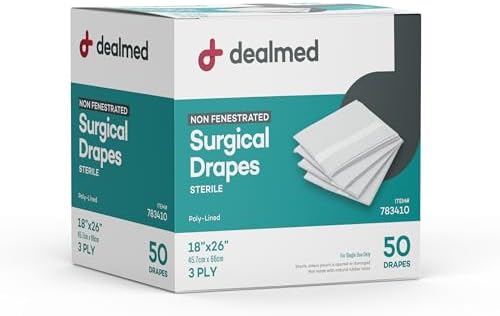 Dealmed Non-Fenestrated Sheets – 50 Count 3-Ply Poly-Lined Drape ...