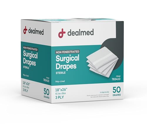Dealmed Non-Fenestrated Sheets – 50 Count 3-Ply Poly-Lined Drape Sheets,
