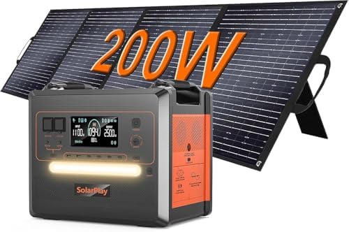 SOLARPLAY Tragbare Powerstation mit 200W Solarpanel, 2300Wh Solar...