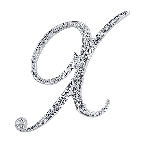 image for LiaSun 26 Letters Brooches Silver Plated Metal Broaches Pins-Clear Cry