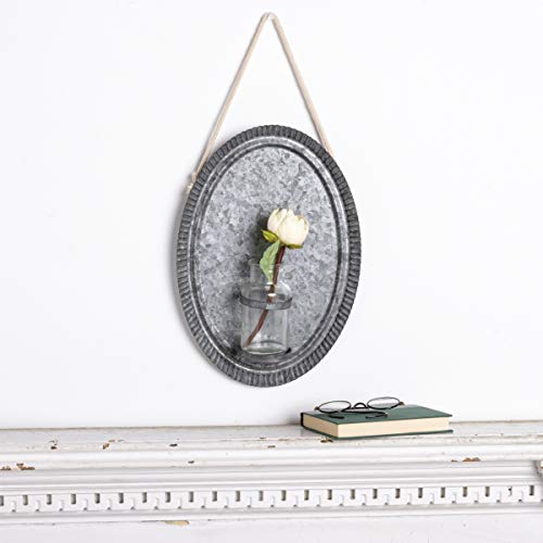 Primitives-by-Kathy-Wall-Vase-Handmade-Galvanized-Metal-and-Glass-Vase-for-Home-Decor-Farmhouse-Style-Wall-Shelf Primitives by Kathy Wall Vase Handmade Galvanized Metal and Glass Vase for Home Decor Farmhouse Style Wall Shelf