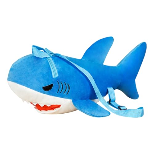 LearnLyrics Peluche de tiburón, mochila de tiburón, felpa de tiburón   Lindo único tiburón   Mochila de felpa suave para niños y niños, azul, Siehe Beschreibung, Ver descripción