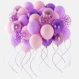 60 Pieces Pink Purple Balloons, 12 Inches Metallic Light Purple Balloon Confetti Balloons for Birthday, Wedding, Unisex Adults & Children Party Decorations
