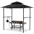 AECOJOY 8' x 5' Grill Gazebo, Grill Canopy for Outdoor Grill, 2- Tier BBQ Gazebo Shelter for Patio, Backyard and More (Black)