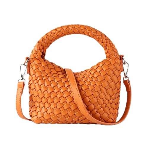 Image of Woven Crossbody Bag Small Tote Cute Purse for Women,Top Handle Handbag Pu Leather Shoulderbag with Detachable Strap