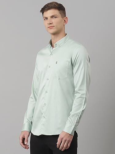 Image of Thomas Scott Men's | Solid | Full Sleeve | Regular Fit | Cotton Blend | Button Down | Single Pocket | Casual Shirt
