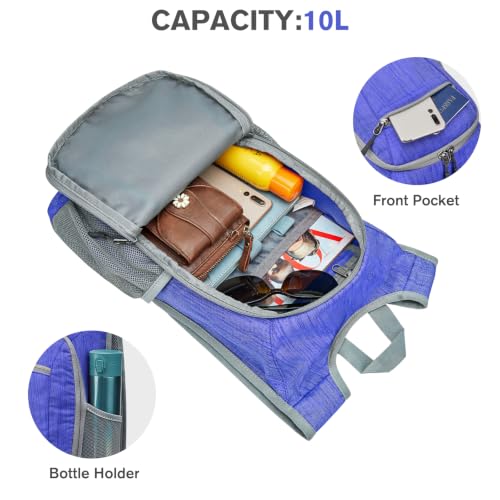 Image of G4Free 10L Hiking Backpack Lightweight Packable Hiking Daypack Small Travel Outdoor Foldable Shoulder Bag, Blue