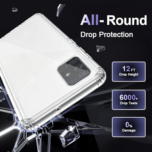 Image of Case for Samsung Galaxy A51 4G, Military Grade Drop Protection Phone Case, Yellowing Resistant, Anti-Scratch Hard PC Back, Shockproof Hard Ultra-Thin Protective Cover, Clear