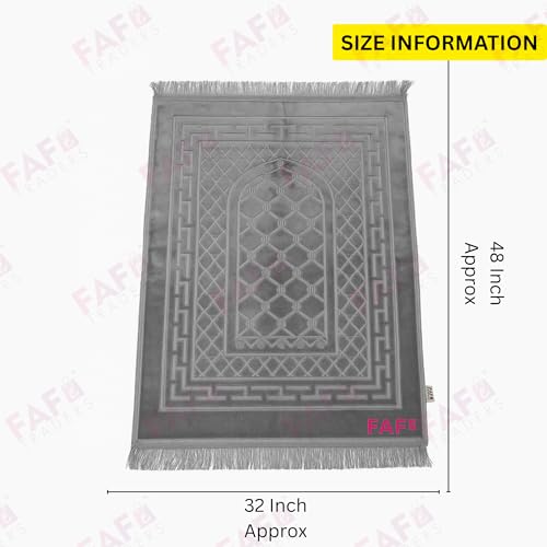 Image of Modern Premium Janamaz Prayer Mat Musalla Soft Velvet Mat For Salah Musallah And Namaz, 20 Cm, 10, Grey, Rectangular