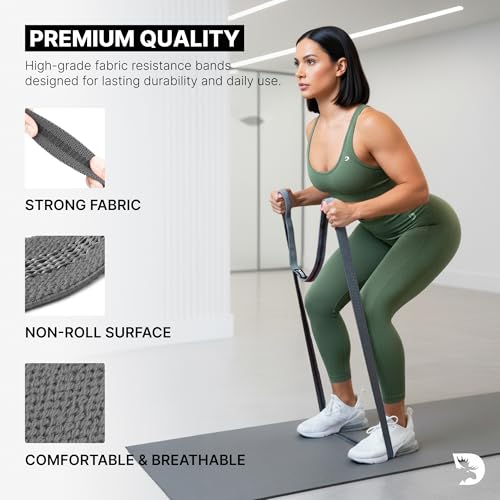Image of DMoose Fitness Fabric Resistance Bands for Full Body Exercises - Non-Slip Thick Cloth Stretch Band for Squats, Lunges & Bicep Curls - Long Resistance Bands for Working Out - Booty Band for Men & Women