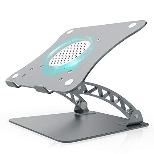 Laptop Stand with Fan, Ergonomic Aluminum Adjustable Laptop Notebook Stand Riser Holder Desktop for HP Dell Lenovo Acer MacBook 9.7-17 Inch Laptop Compter Tablet(Grey)