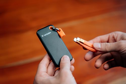 Verbatim Pocket SSD 1To (SSD NVMe Externe, USB 3.2 Gen 2, jusqu'à 1000 Mo/s de Lecture et d'écriture, Disque Dur Portable pour Mac, PC et Console de Jeux, Noir/Orange)