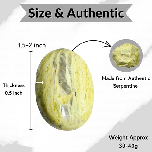 Image of Amazing Gemstone Serpentine Crystals and Healing Stones - Large Palm Stone Crystals Piedra - Crystal for Good Luck, Balanced Positive Energy, Meditation - Unique Stocking Stuffers and Gifts for Women