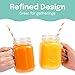Estilo Mason Jar, 16 oz, Set of 6, Glass Drinking Cups with Handles, Tin Lids, Overnight Oats Jars, Smoothie Cups