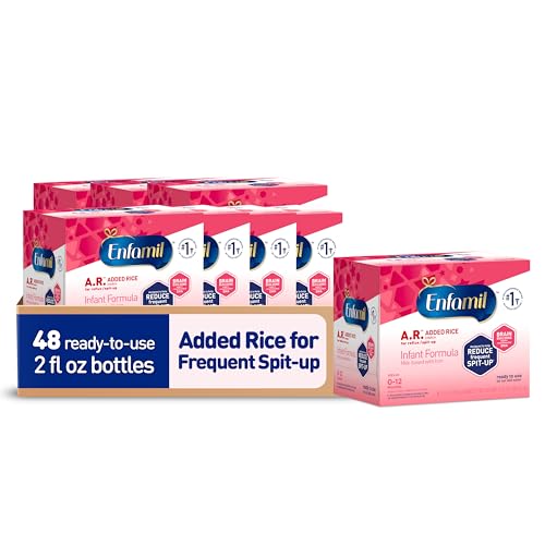 Image of Enfamil A.R. (2 fl oz each), Ready to Feed Baby Formula Bottles, reduces spit up in 1 week, Omega 3 DHA & Iron, thickened with rice starch (Pack of 48)