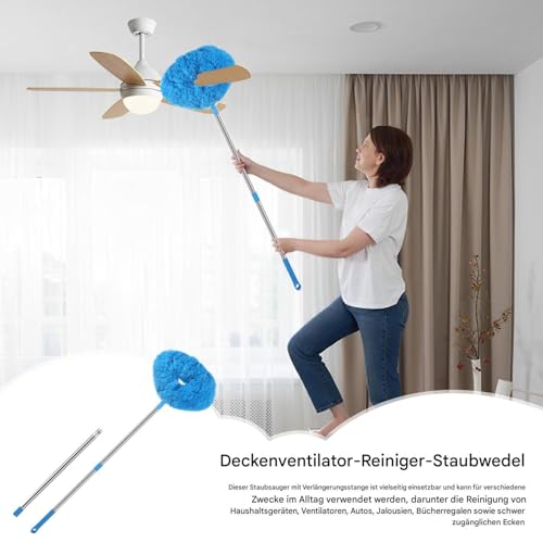 Nettoyeur de ventilateur de plafond duster extensible réutilisable avec manche - 8
