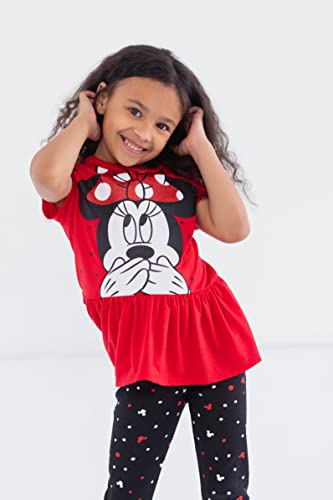 Disney G1P3799MI Minnie Mouse Valentines Day Toddler Girls Peplum T-Shirt And Leggings Outfit Set Red/Black 5T thumb #2
