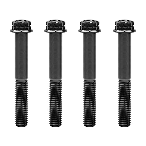 Image of Titanium Flange 12 Point Head M8 x15 20 25 30 35 40 45 50 55 60 65mm Screw Bolt Pack of 4 (M8x55mm, Black)
