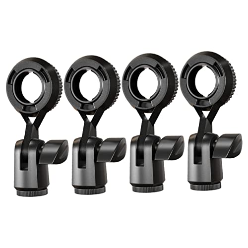 BESPORTBLE 4Pcs Microphone Clip Holder with Female Adapter Rotatable Stand Clamp for Mic Positioning Compatible with Various Microphone Stands for Podcasts and Voice