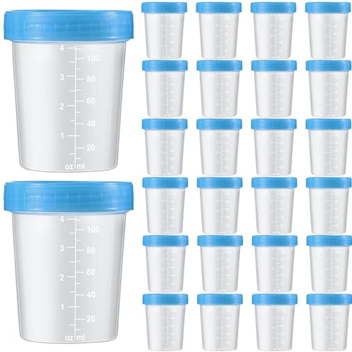 Image of Geiserailie 25 Pcs Urine Cups 4oz Disposable Specimen Container,Blue