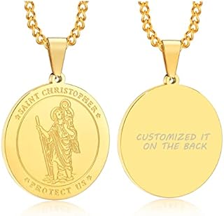 VNOX Saint Christopher Medal Necklace for Men, St Michael Protect Us Amulet Pendant Stainless Steel Catholic Patron Saints Charm Necklaces Religious St Jewelry for Mens Boys