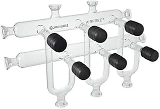 Chemglass AF-0060-03 Series AF-0060 Vacuum Manifold, Airfree, Schlenk, Inert Gas, Double Bank, 5-Port, 610 mm Length
