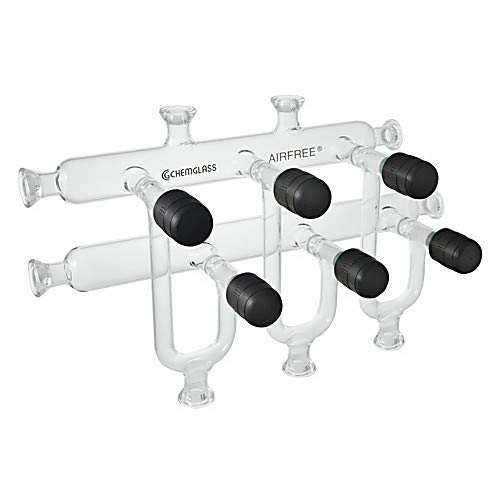 Chemglass AF-0060-03 Series AF-0060 Vacuum Manifold, Airfree, Schlenk, Inert Gas, Double Bank, 5-Port, 610 mm Length
