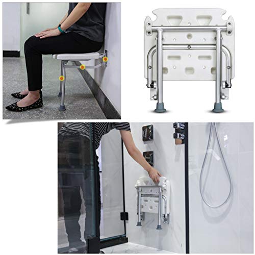 Banc de bain mural rabattable blanc pour douche senior moderne