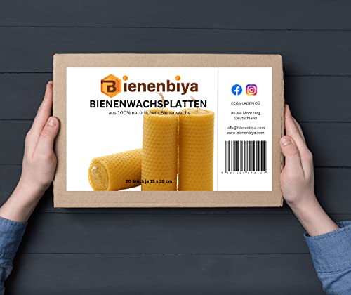 100% Reine Bienenwachsplatten (18 STK. - 19,5x39,5 cm) 1.4 kg, Zander Mittelwände, Kerzenherstellung und zum Basteln, 18 Bienenwachsplatten aus natürlichem Bienenwachs