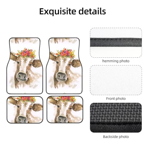 Alfombrillas para coche de vaca acuarela para proteger el suelo en tus viajes en familia 3