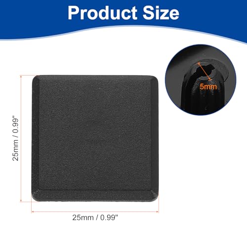 Image of uxcell 10Pcs Extruded End Cap Nylon, 25x25mm T-Slot Aluminum Profile 2525 European Standard End Cap Extrusion Plug for Trolley, Fish Tank Rack, Storage Rack, Black