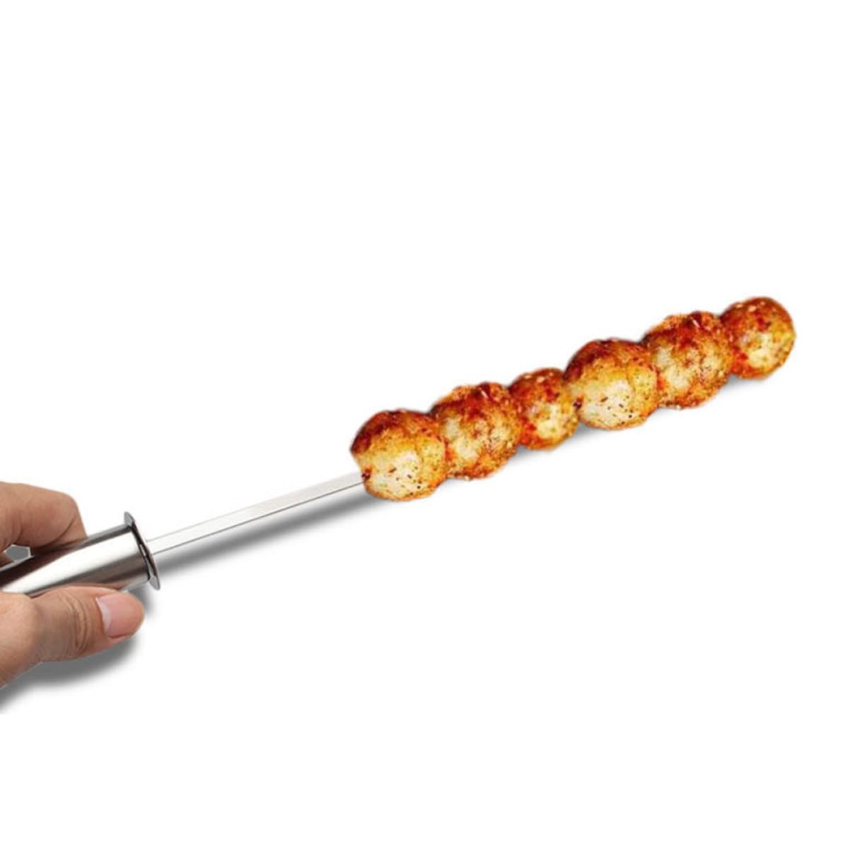 Brochetas de acero inoxidable para evitar quemaduras al cocinar verduras a la parrilla