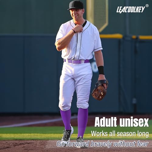 Image of LEACOOLKEY Baseball Belt and Socks Combo Set Adjustable Softball Socks and Elastic Belt for Youth and Adult