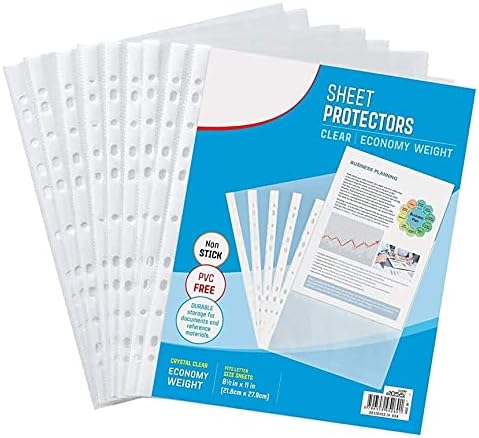 75 Pack 300 Micron Sheet Protectors, Plastic Clear Folder Leafs Document Sleeves,Reinforced 11-Hole,Heavyweight Non-Glare, Acid-Free, Archival Safe for Documents and Photos (A-4 Size)