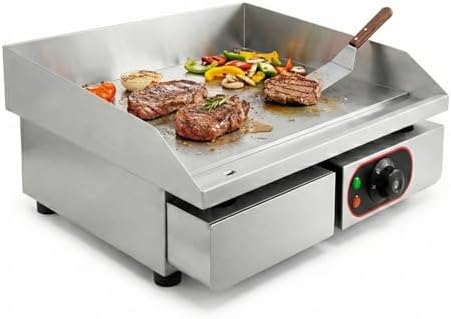 Plancha électrique de table 55 cm – thermostat réglable 300°C – 3 kW – bac récupérateur – ...