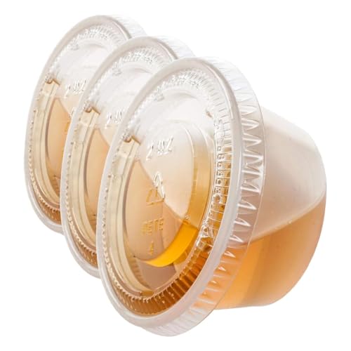 Image of TashiBox 2 oz 100 Sets Disposable Plastic Cups with Lids, Jello Shot Cups Souffle Cups (Pack of 3)