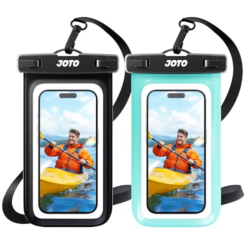 JOTO Funda Impermeable Móvil [2 Unidades], Funda Acuática IPX8 con Cuerda Ajustable para iPhone 17/16/15/14/13/12 Air/Pro MAX, Galaxy S20+/S10e, Huawei y Otros Móviles hasta 7