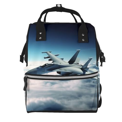 FHEDVBN Aircraft Fighter Jets Diaper Bag Backpack for Women Multifunction Waterproof Mummy Backpacks for Mom Dad, Large Capacity Nappy Bag with Changing Pad Casual Daypack Travel Bags