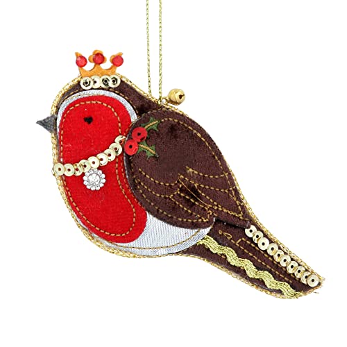 Image of Gisela Graham Luxury Robin Fabric Christmas Tree Decoration