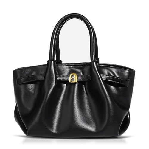 Bolso bandolera para mujer, bolso tote de cuero vintage, bolso de mano grande para ocasiones importantes, trabajo y viajes (negro) miniatura 1