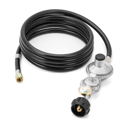 Stanbroil Vertical Two Stage Propane Regulator with 10ft Hose and Gauge, QCC1/Type1 Connector for Gas Grills RV Appliance Generator by Stanbroil - Used condition - US$29.50