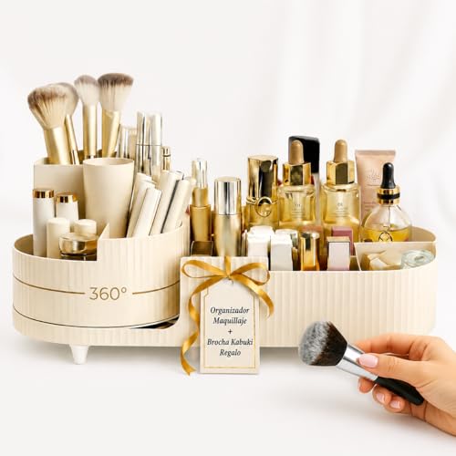 Bemanz Organizador De Maquillaje Giratorio, Organizador Maquillaje, Organizador Pinceles Brocha Para Maquillaje Incluida Makeup Organizer Accesorios Tocador, Organizador Perfumes Y Cosméticos