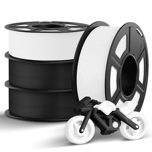 Image of TECBEARS Rapid PETG Filament Bundle,High Speed 3D Printer Filament 4KG, High Toughness PETG, Pack of 4, Black+Black+White+White